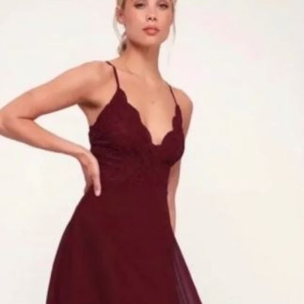 Lulu's Red Formal Long Maxi Lace "Madalyn" Evening Dress Size XXS